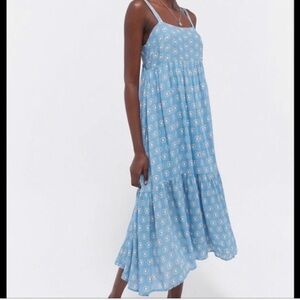 URBAN OUTFITTERS Light Blue Haverford Print Frock Midi Dress